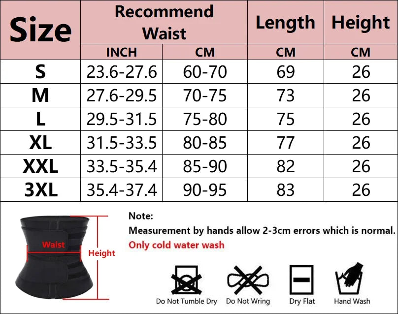 Women Waist Trainer Fitness Sauna Sweat Neoprene Slimming Belt Girdle Shapewear Modeling Strap Body Shaper Waist Belt Corset